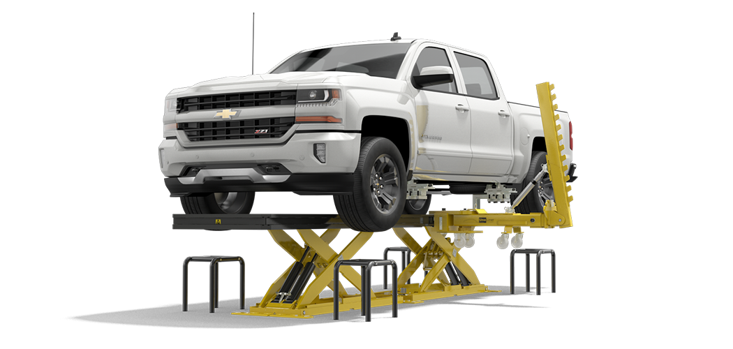 UnoLiner CRS5500-RO straightening bench with accessories and pickup truck